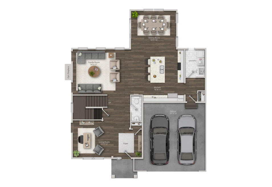 3D Rendering Portfolio for 2D Floor Plan of Modern US Home