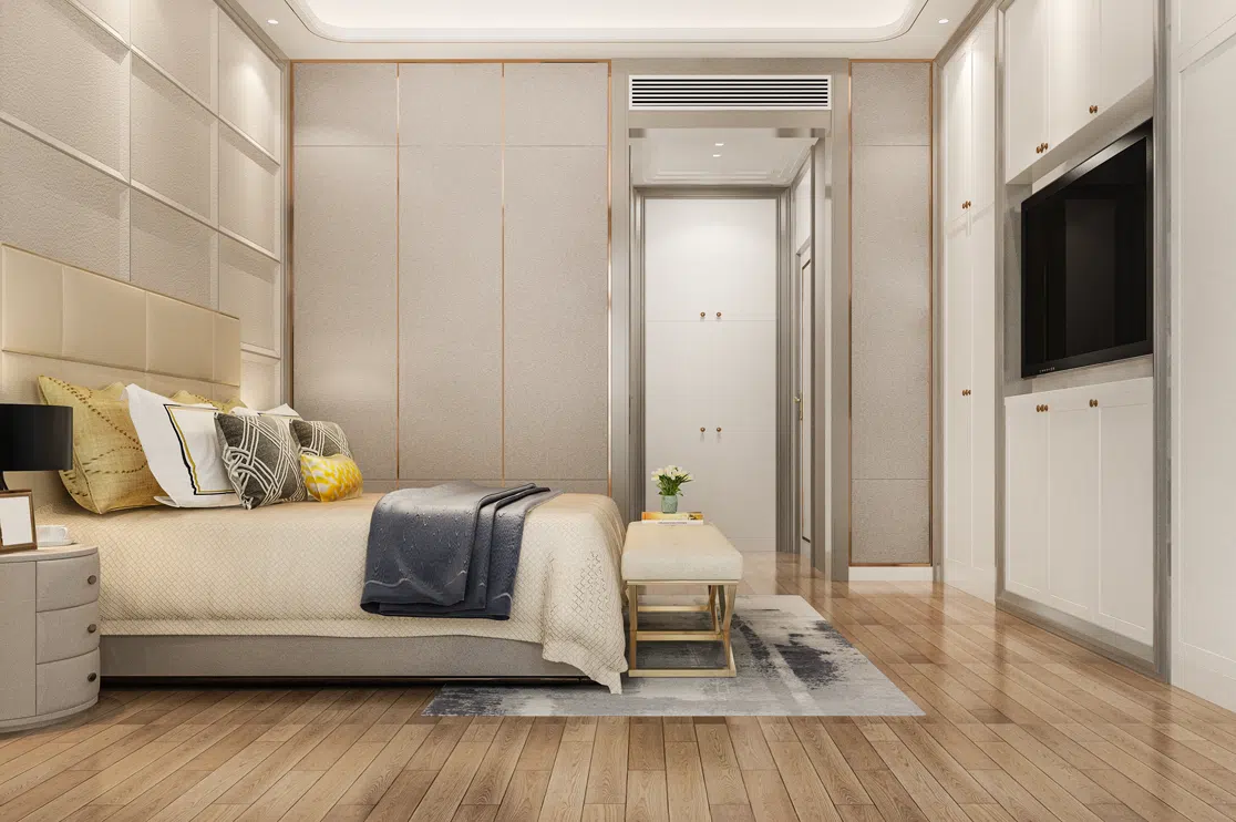 3D Floor-to-Ceiling Handless Fitted Wardrobe Design