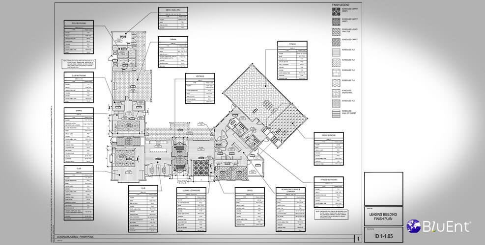 Interior Construction Drawing Sample with Detail, Tagging, and Verified Finishes