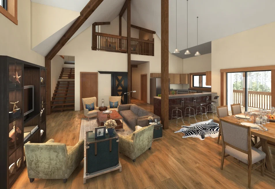 3D Interior Rendering of a Modern Living Room