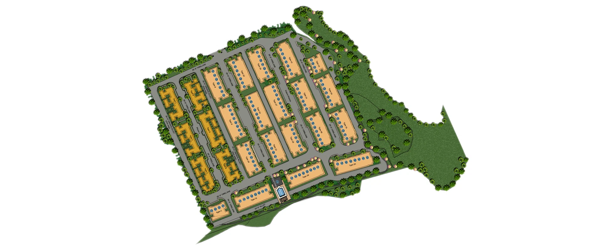 3D Site Plan Rendering Portfolio Showcasing Layout for Home Builders